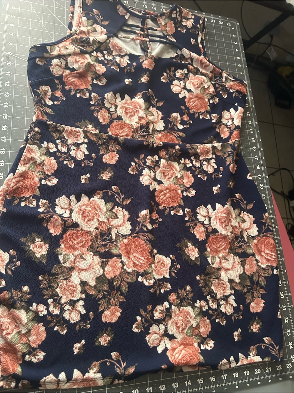 Floral Navy & Pink Mini Dress